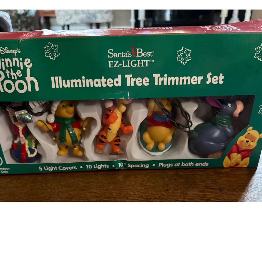 Disney Winnie the Pooh Santa's Best EZ-LIGHT Illuminated Tree Trimmer Set 10ct